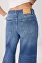 Premium Orta Mavi Özel Kumaş DÖKÜMLÜ Yüksek Bel %100 Pamuk Wide Leg Jeans TWOSS26JE00136 - 3