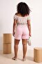 Pink High Waist Trok Detailed Comfort/Medium Stretch Plus Size Denim Shorts&Bermuda Tbbss26Ap00043 - 11