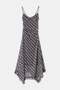 Black Plaid Draped Front Strap Chiffon Dress - 4