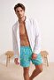 Blue Patterned Normal Length Regular Fit Men's Swim Shorts Tmnss26Ds00005
