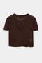Kahverengi Cut Out/Pencere Detaylı Crop Triko Bluz TWOSS26BZ00938 - 5