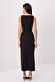 Black Technical Fabric Boat Neck Bodycone/Body-Hugging Maxi Woven Dress Twoss26El00948 - 4