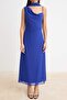 Saks Asimetrik Yaka Shift/Düz Kesim Maxi Dokuma Elbise TWOSS26EL00723 - 3