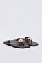 Brown Gold Buckle Detailed Women's Flip Flops - 2
