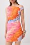 Pembe Soyut Desen Drapeli Bodycone/Vücudu Saran Kısa / Mini Örme Party Elbise TPRSS26EL00285 - 3