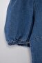 Mavi Balon Kollu Düğme Detaylı Peplum Denim Bluz TWOAW27BZ00037 - 8
