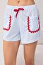 White-Blue Plaid Heart Stripe Detailed Knitted Pajama Set Thmss26Pt00268 - 3