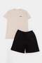 Beige - Black Regular Fit Printed Knitted Tracksuit Set Tmnss26Em00007 - 3