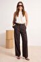 Kahvereng Kalın Tuşeli/Kışlık Wideleg Geniş Paça Dokuma Pantolon TWOAW26PL00160 - 2