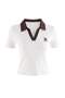 Ekru Nakışlı / İşlemeli Regular Polo Yaka Standart Kol Kısa İnterlok Örme T-Shirt TWOSS26TS00360 - 2