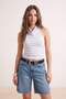 Gray Melange Fitted/Bodycon Cowl Neck Sleeveless Cotton Ribbed Knitted Blouse Twoss26Bz00630 - 2