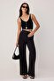 Özel Koleksiyon Siyah Wide Leg/Geniş Paça Dokuma Pantolon TWOSS26PL00057