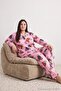 Pembe Leopar Baskılı Gömlek Yaka Örme Büyük Beden Pijama Takımı TBBAW27AI00004