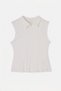 Beyaz Gomlek Yaka Fermuarlı Kolsuz Belden Oturmalı T-shirt TDRSS26TS00049 - 4