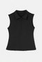 Siyah Gomlek Yaka Fermuarlı Kolsuz Belden Oturmalı T-shirt TDRSS26TS00049 - 5