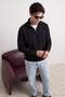 Black Regular/Normal Cut High-Neck Zippered Textured Sweatshirt Tmnaw27Sw00002