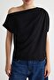 Black 100% Cotton Plain Regular Fit Asymmetric Collar Short Sleeve Knitted T-Shirt Twoaw27Ts00007 - 7