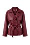 Bordo Regular Kuşaklı Suni Deri Kısa Büyük Beden Trençkot TWOAW27BM00002 - 6