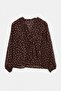 Brown Ruffle Detailed Stoned Buttoned Polka Dot Chiffon Shirt Tdrss26Go00128 - 4