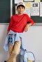 Red 100% Cotton Boys' Plain/Basic Crew Neck Knitted School T-Shirt Tkdaw27Ts00010 - 2