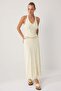 Light Yellow Floral Fitted/Sleeveless Tulle Knitted Skirted Bottom - Top Set Twoss26Au00307 - 2