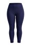 Lacivert Soft Fırçalı Kumaş Reflektör Baskı Detaylı Tam Boy Örme Spor Tayt TBBAW26BV00007 - 5