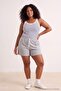 Gray Melange Lace Detailed Basic Knitted Plus Size Shorts&Bermuda Tbbss26Ap00047 - 2