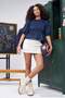 Koyu Mavi Balon Kol Dikiş Detaylı Denim Bluz TWOAW27BZ00035 - 3