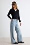 Açık Mavi %100 Pamuk Yüksek Bel Bilek Boy Wide Leg Jeans TWOAW27JE00094 - 2