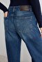 Premium Mavi DÖKÜMLÜ Yüksek Bel Bilek Boy Wide Leg Jeans TWOAW27JE00078 - 4