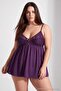 Plum Lace Detailed Fantasy Plus Size Babydoll Tbbaw27Dh00001