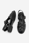 Women's Genuine Leather Ankle Strap Buckle Closed Front Striped Casual Sandals Talviro Black - 9