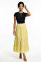 Women's Elastic Waist Layered Muslin Long Skirt - 2