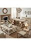 Violetta Luxury Guipure Ottoman Silk Fabric Beige Living Room Set 5 pieces - 1038 - 6