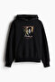 Oversized Fit Kapüşonlu ve Baskılı Üst