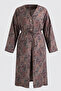 Shawl Pattern Buttoned Kimono Y0127 - Brown - 5