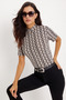 Women's Stone Half Fisherman Patterned Short Sleeve Blouse App1199