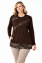 Women's Middle Age and Above Laser Print Patterned Mother Combed Cotton Blouse 30583