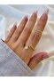 Women's gold color 2-piece stone heart model ring - 3