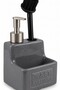 500 ml Gray Ceramic Liquid Soap Dispenser Detergent Dispenser Brush Holder, 11X11X18 cm - 2