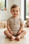 Qiza Unisex 3-Piece Long Sleeve Self-Booties Bodysuit - Baby Bodysuit Set - 6