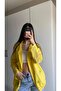 Women's Yellow Hooded Star Embroidered Pocketed Drawstring Cotton Linen Shirt Jacket - 4