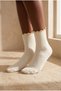 Women's ecru colored frilly ankle glittery women's sock