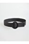 Black Round Buckle Glitter Belt