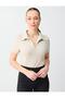 Stone Slim Fit Short Sleeve Polo Collar Knitted Blouse
