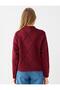 Burgundy V-Neck Diamond Patterned Knitwear Cardigan - 5