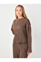 Coffee Melange Relaxed Fit Boat Neck Long Sleeve Knitted Blouse - 3