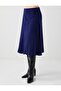 Navy Blue Relaxed Fit Regular Waist Woven Midi Skirt - 4