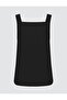 Black Square Neck Sleeveless Linen Blend Blouse - 7