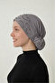 Dark Gray Ready-To-Wear Turban Hijab with Bun, Suitable for Medical Use - 5